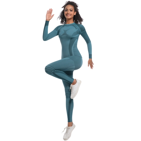 Nahtlose Nylon Spandex Yoga Kleidung Für Damen Langarmshirt Und Leggings Mit Hohem Bund Atmungsaktiv Körperbetonend Sportlich