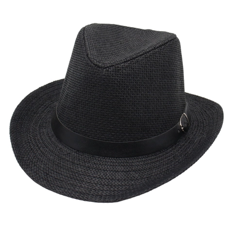 Unisex Δυτικό Καουμπόικο Ψάθινο Καπέλο Vintage Jazz Fedora Καπέλο Ήλιου Υφαντό Αναπνεύσιμο Μεγάλο Γείσο Με Δερμάτινη Ζώνη για Ταξίδι Παραλία Ύπαιθρο