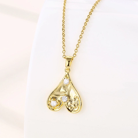 Hart Hanger Ketting Roestvrijstalen Ketting Met Zirkoon Inleg Verguld Zoete Coole Stijl Sieraden Voor Dames