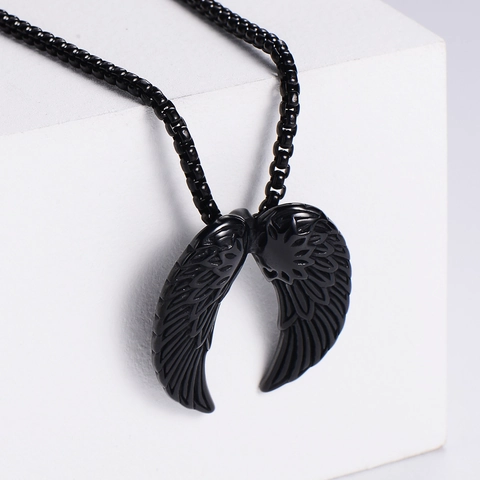 Collar Colgante Ala Ángel Acero Inoxidable Joyería Estilo Punk Gótico Retro Para Hombres Mujeres Accesorio Moda Regalo