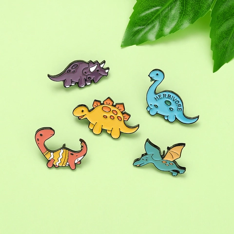 Mignonne Broche en Émail Dinosaure en Alliage pour Femmes Hommes Enfants Épinglette de Revers Badge de Sac à Dos Bijoux Cadeau