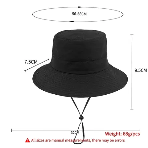 Outdoor Bucket Hat Wide Brim UV Protection Quick Dry Breathable Foldable Adjustable Drawstring Sun Hat For Men Women