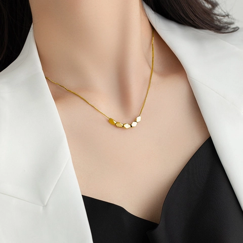 Collana Pendente Perla Diamante Geometrico Acciaio Inossidabile Minimalista Catena Scatola Per Donne Gioielli Clavicola