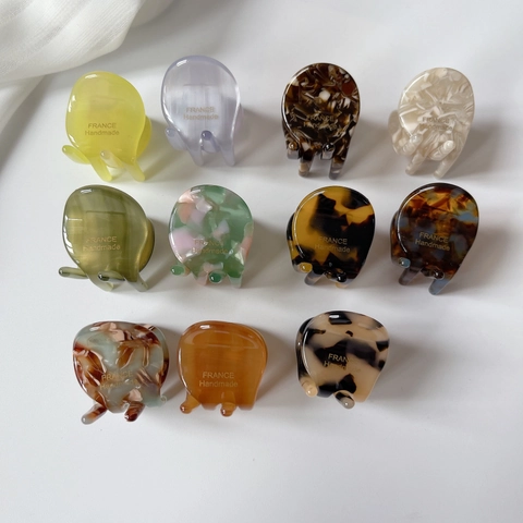 Mini Hair Claw Clips Acetate Round Marble Tortoise Shell Korean Style Hairpins For Women Girls Side Fringe Decor