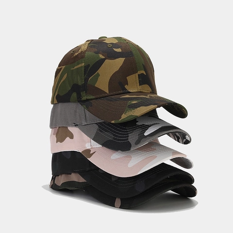 Camouflage Baseball Cap Cotton Curved Brim 6 Panel Adjustable Outdoor Sun Protection For Men Women