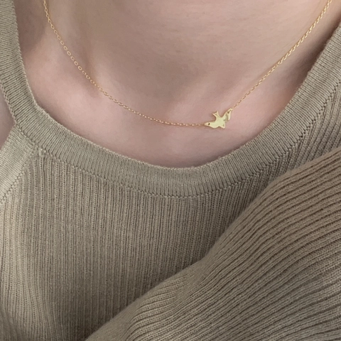 Collana Uccello In Argento Sterling 925 Minimalista Pendente Animale Choker Per Donne Gioielli Eleganti