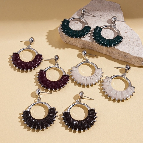 Vintage Geometric Hollow Hoop Earrings With Alloy Leather And 925 Sterling Silver Earring Post For Women Fashion Jewelry