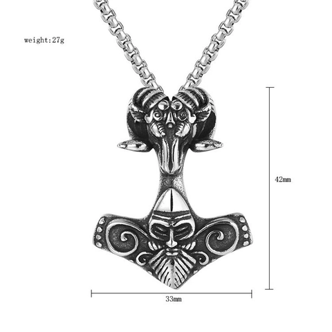 Vintage Wikinger Mjolnir Anhänger Halskette Edelstahlkette Legierung Retro Nordische Mythologie Hip Hop Stil Für Herren Damen
