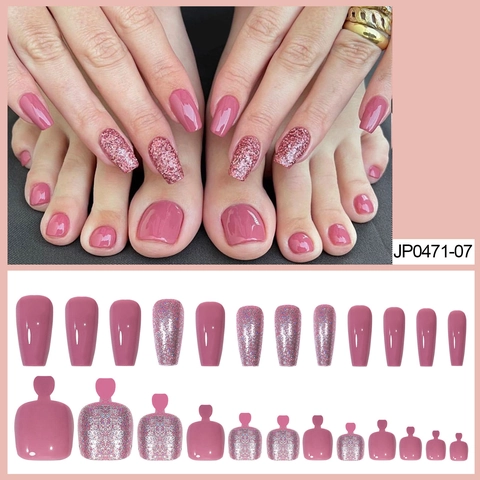 Press On Nails Finger Und Zehennägel Rosa Katzenauge Glänzend Lange Sargform Quadratisch Vollflächige Falsche Nägel Mit Glitzer