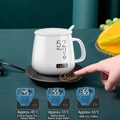 Electric Coffee Mug Warmer Smart Thermostatic Coaster Digital Display Ceramic Cup Heating Pad USB Desktop Office Home