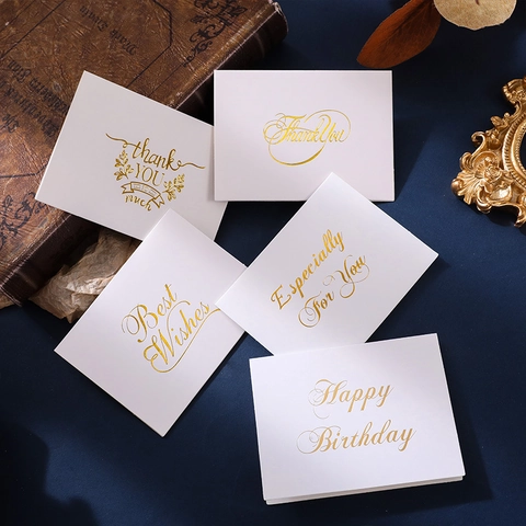 Biglietti Di Auguri Minimalisti Con Buste Stampa A Caldo Oro Grazie Buon Compleanno Eleganti Biglietti Regalo