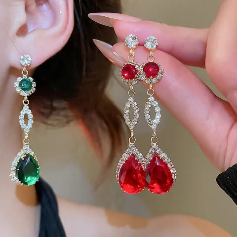 Orecchini Pendenti In Rame Con 925 Sterling Silver Earring Post Zirconia Taglio Pero Gioielli Eleganti Da Festa Per Donna