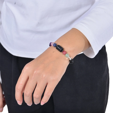 Bracciale in Pietra Naturale Ossidiana 12 Segni Zodiacali Perline Fatto a Mano Gioielli Curativi in Cristallo per Uomo Donna
