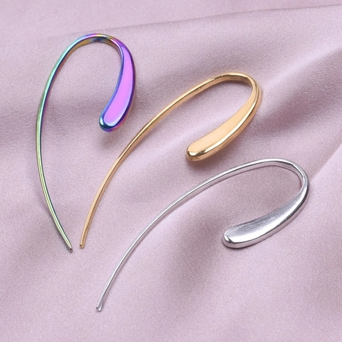 Minimalist 304 Stainless Steel Teardrop Hook Earrings For Women Long Curved Wire Earline Piercing Jewelry Waterdrop Dangle Earrings
