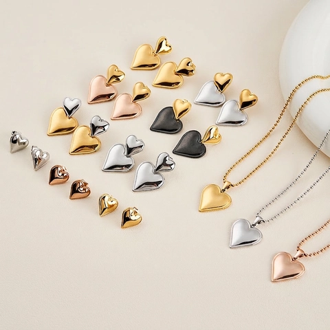 Heart Pendant Necklace 316L Stainless Steel 18K Gold Plated Minimalist Clavicle Chain Jewelry For Women Hypoallergenic