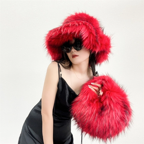 Borsa A Mano Rotonda In Pelliccia Sintetica Peluche Stile Y2K Punk Clutch Con Catena Rimovibile Morbida Calda Per Donna