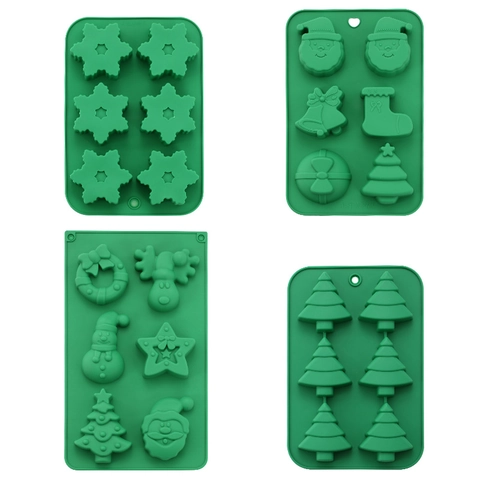 Moule Silicone Noël Vert Silicone Qualité Alimentaire Outil Pâtisserie Pour Chocolat Bonbons Décoration Gâteau Flocon Arbre