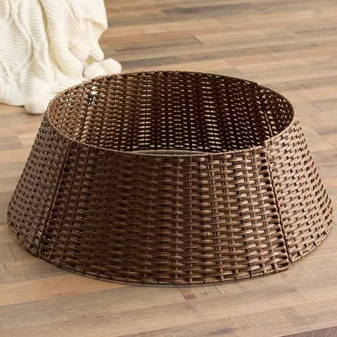 Collier De Sapin De Noël En Rotin Tressé Jupe De Sapin Couvercle De Base Décoratif Pour La Décoration Intérieure De La Maison