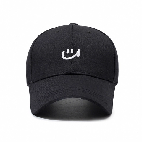 Baseballkappe Mit Besticktem Smiley Baumwolle Polyester Verstellbar Gebogene Krempe Sonnenschutz Casual Hut Herren Damen