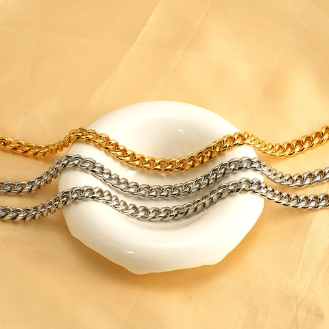 Hip Hop Curb Chain Necklace 304 Stainless Steel 18K Gold Plated Minimalist Fashion Jewelry For Men Women