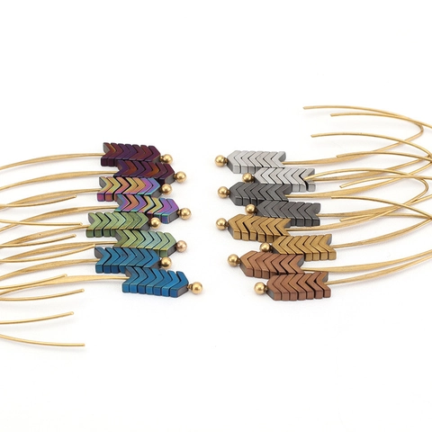 Vintage Pfeil Hänger Ohrringe Legierung Hämatit Chevron Lange Haken Böhmischen Retro Stil Schmuck Damen