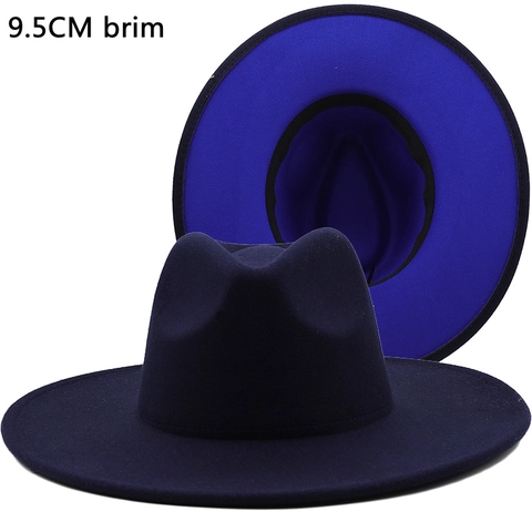 Klassieke Tweekleurige Fedora Hoed Met Brede Rand Katoen Polyester Vilt Jazz Cap Voor Heren Dames Modeaccessoire