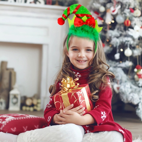Cerchietti Per Capelli Di Natale Plastica Tessuto Paillettes Per Festa Cosplay Corna Di Renna Albero Cappello Da Elfo