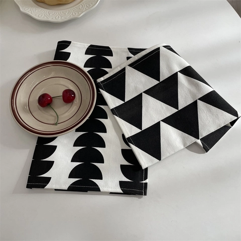 Modern Geometric Placemat Black White Cotton Linen Nordic Minimalist Table Decoration Stain Resistant Oil Proof Dining Mat