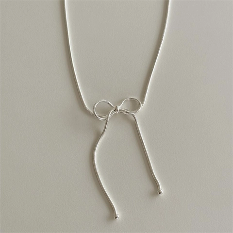 Collana Minimalista In Argento Sterling 925 Con Fiocco Elegante Catena A Serpente Gioielli Per Donne E Ragazze Semplice