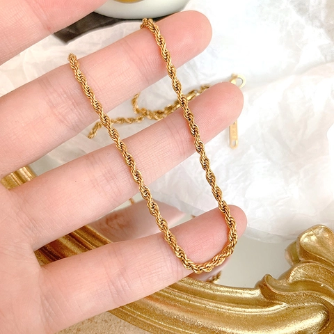 Collar De Cadena De Cuerda Trenzada Acero Inoxidable Oro Plata Joyería De Moda Minimalista Para Mujeres
