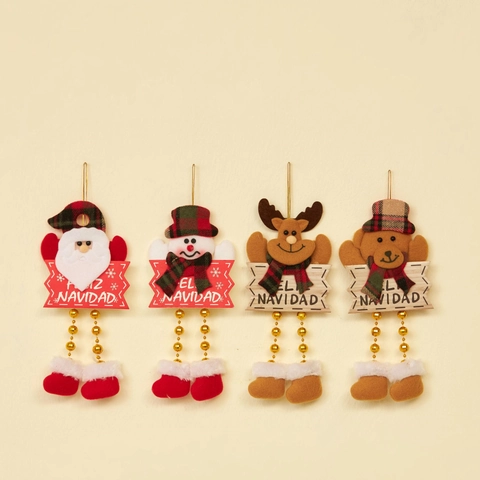 Weihnachtsanhänger Mit Langen Perlenbeinen Filz Holz Feliz Navidad Schilder Weihnachtsmann Schneemann Rentier Bär Deko