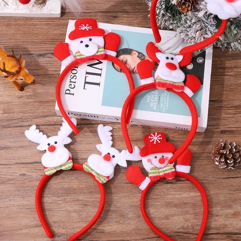 Christmas Headbands Light Up Led Plush Santa Claus Snowman Reindeer Festive Hair Hoops Party Favors Glowing Holiday Decor