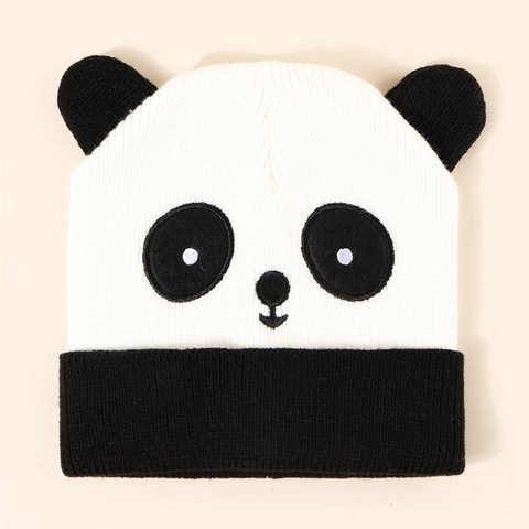 Kids Knitted Beanie Hat Warm Acrylic Soft Cartoon Panda Design With 3D Ears Winter Autumn Casual For Boys Girls