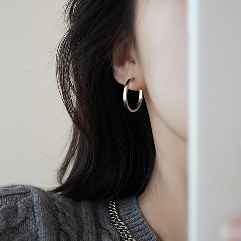 Orecchini A Cerchio Minimalisti In Rame Cerchio Geometrico Gioielli Di Moda Con Perno In Argento Sterling 925