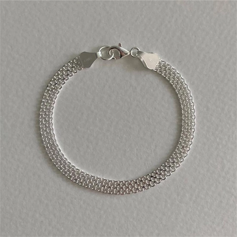 Bracciale A Maglia In Argento Sterling 925 Minimalista Gioielli Da Mano Alla Moda