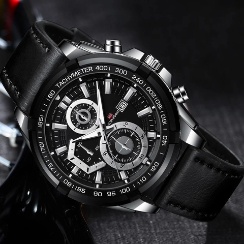 VA VA VOOM Orologio al Quarzo da Uomo Sport Racing Cronografo Luminescente Impermeabile Orologio da Polso Cinturino in Microfibra Moda Business Casual