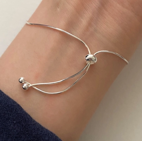 925 Sterling Silver Snake Chain Bracelet For Women Minimalist Adjustable Pull Slide Clasp Elegant Jewelry Gift
