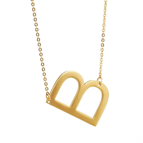 Initial Alphabet Letter Pendant Necklace Stainless Steel 18K Gold Plated Minimalist Capital Name Jewelry For Women Girls