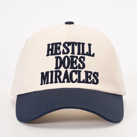 Cappello Da Baseball In Poliestere Colore A Contrasto Ricamo He Still Does Miracles Cappello Regolabile All'aperto