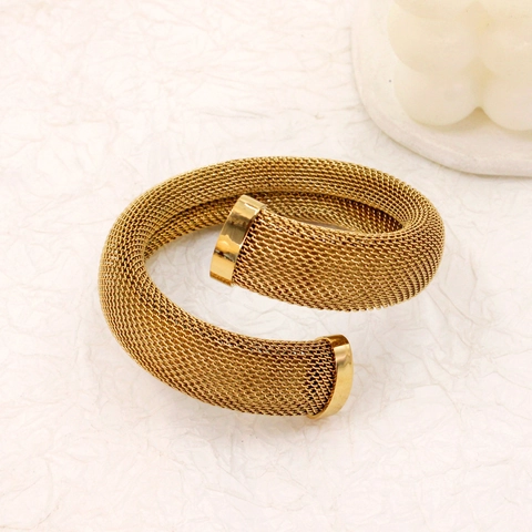Roestvrijstalen Mesh Armband Kruis Wikkelontwerp Open Manchet Luxe Sieraden Voor Dames Heren Unisex