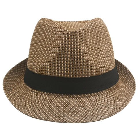 Men Summer Straw Woven Fedora Hat British Style Rolled Brim Sun Protection Breathable Jazz Hat For Outdoor Beach Vacation