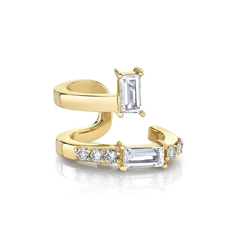 Polsino Per Orecchio In Zircone A Doppio Strato Orecchini In Rame Senza Piercing Placcati Oro 18K Gioielli Da Donna