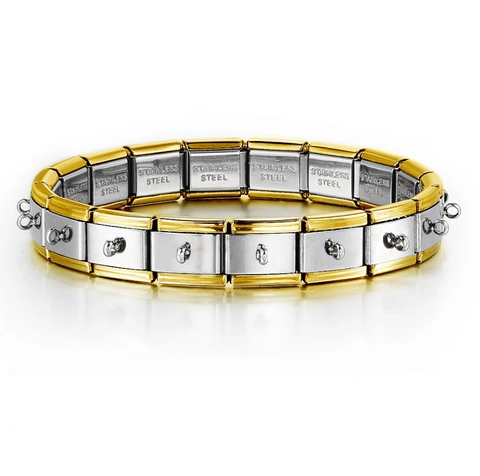Italian Modular Charm Bracelet Stainless Steel Elastic DIY Link Jewelry Wristband For Men Women