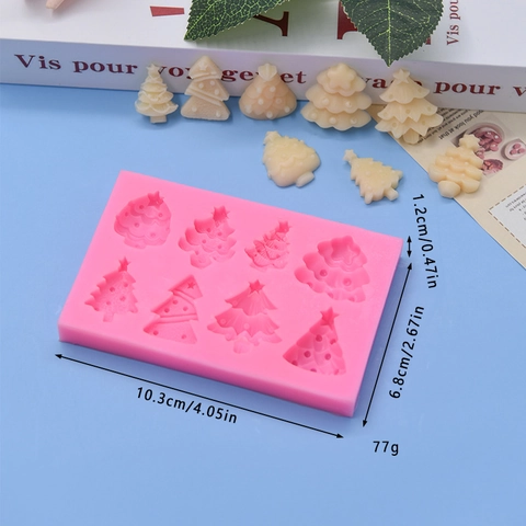 Weihnachtsbaum Silikonform Mehrere Muster Zum Backen DIY Schokolade Fondant Seifenkerzenherstellung Pink
