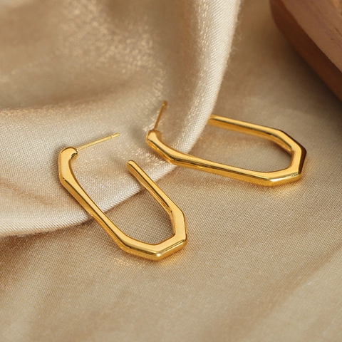 Orecchini A Cerchio Geometrici In Acciaio Al Titanio Minimalisti Placcati In Oro Argento Stile Chic Per Donne