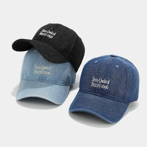 Vintage Denim Baseball Cap Embroidery Letter Distressed Cotton Streetwear Adjustable Curved Brim Sun Hat For Men Women