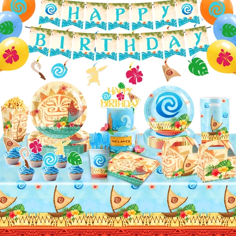 Moana Theme Party Supplies Birthday Decoration Party Arrangement Props Paper Plates Paper Cups Tablecloths Tissues