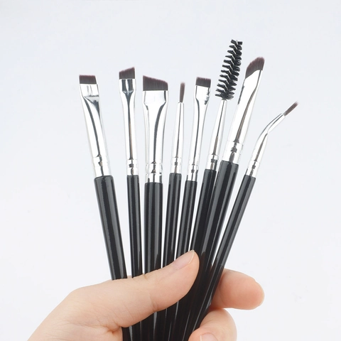 Precisie Blade Eyeliner Borstel Schuine Wenkbrauw Blending Oogschaduw Tool Houten Handvat Synthetische Vezel