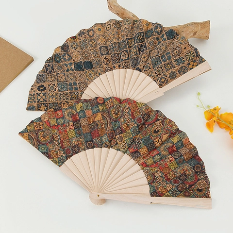 Ventaglio Pieghevole In Sughero Portoghese Vintage Con Telaio In Legno Ventaglio Decorativo Per La Casa Souvenir