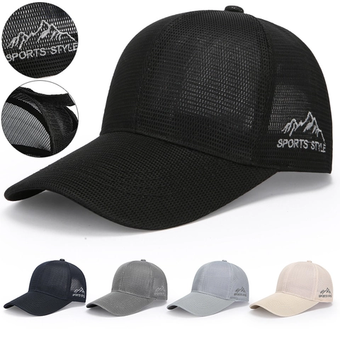 Mesh Baseball Cap Breathable Sun Protection Outdoor Sports Adjustable Polyester Embroidery Hat For Men Women